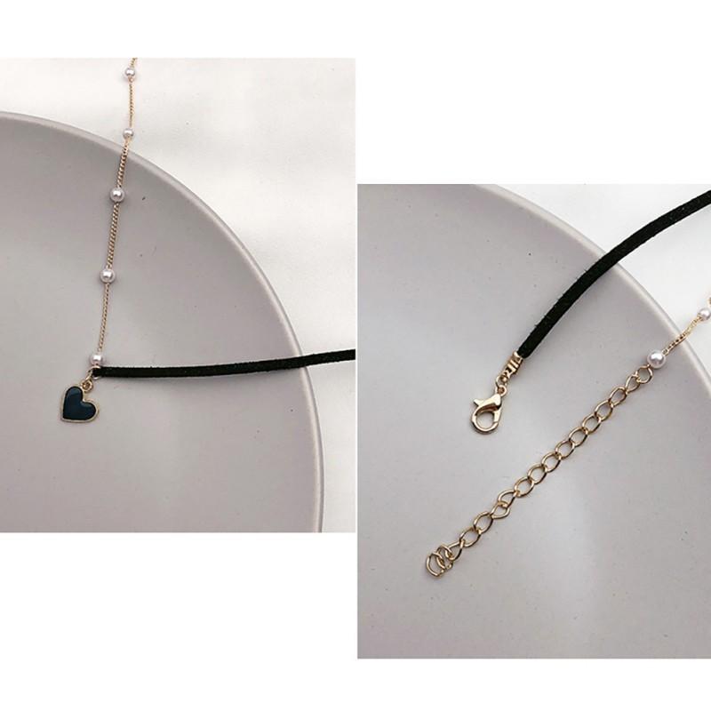 Vòng cổ choker ngắn đính hạt giả ngọc trai