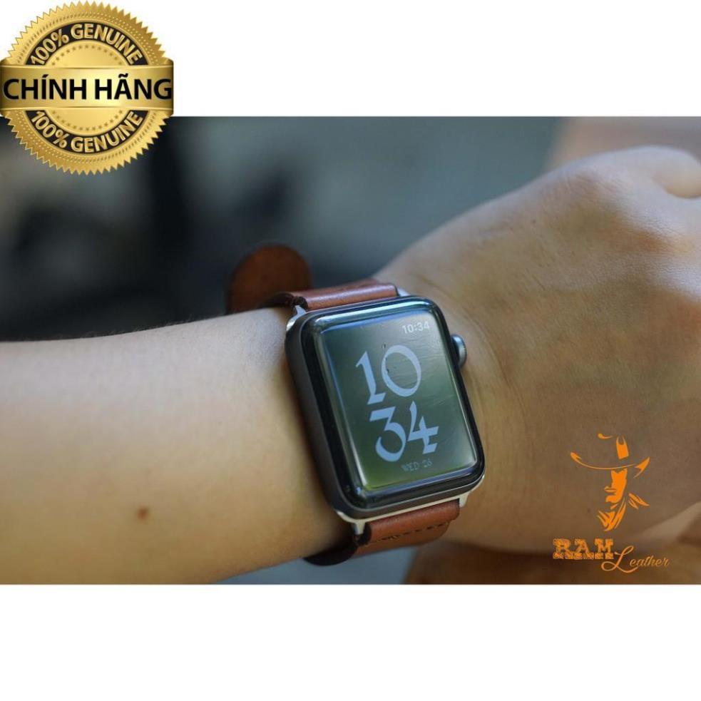 DÂY ĐỒNG HỒ DA BÒ THANH LỊCH - RAM SIMPLE 3 DA BÒ NÂU ĐỎ SANG TRỌNG .