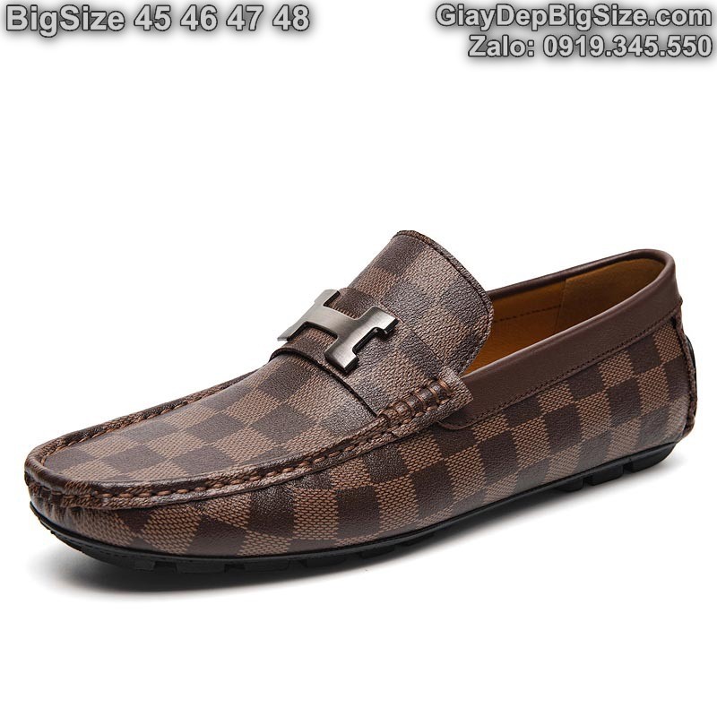 Giày mọi xỏ da thật, giày lười cỡ lớn 45 46 47 48 cho nam cao to chân ú bè. Big size slip-on shoes for wide feet