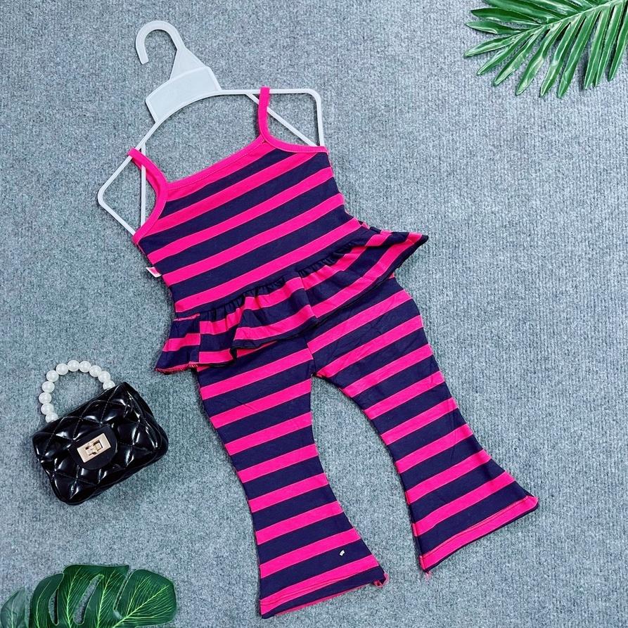Bộ Quần Áo Bé Gái Áo Dây Vạt Bèo Quần Ống Loe Hàng Thiết Kế Nhã Uyên Kids Mã BK049
