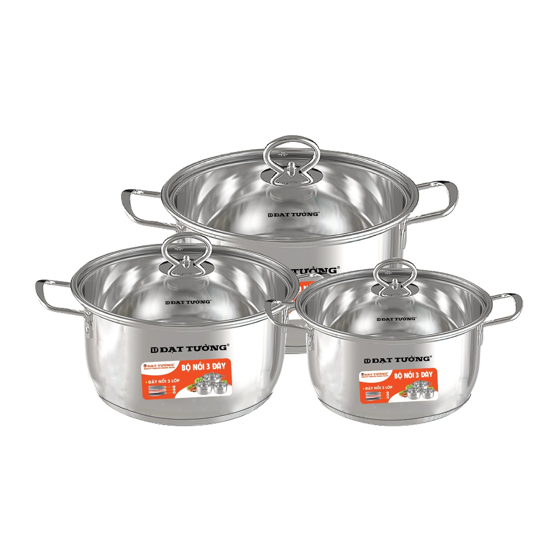 Bộ Nồi 3 Đáy Đạt Tường DTBN3D-04 - Hàng Chính Hãng