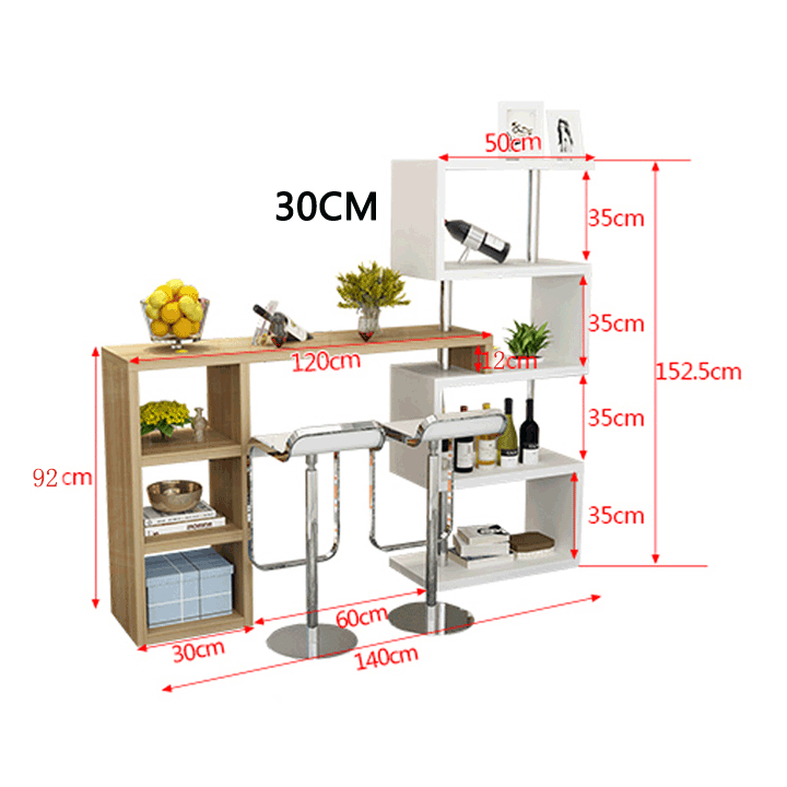 Bàn Quầy Bar 1m4 Gỗ MDF phủ Melamin cao cấp Sang trọng - Bàn Trà kèm kệ để đồ đa năng bền đẹp BAH038 Giao màu ngẫu nhiên