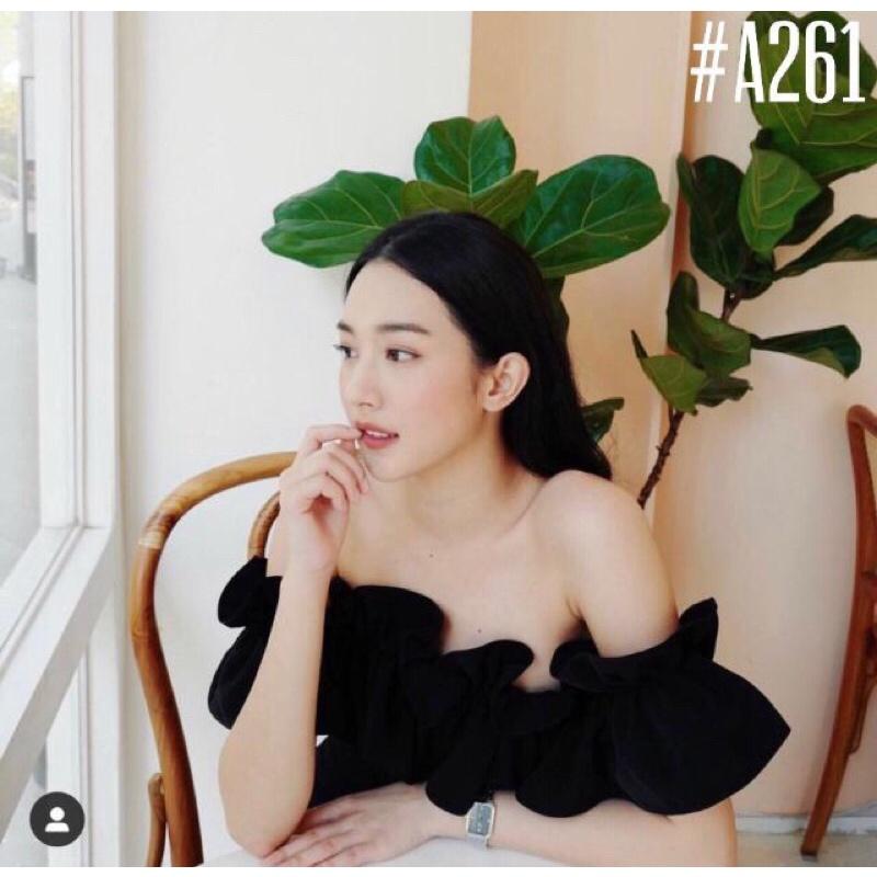 Áo trễ vai nhún bèo có 2 màu FREESIZE