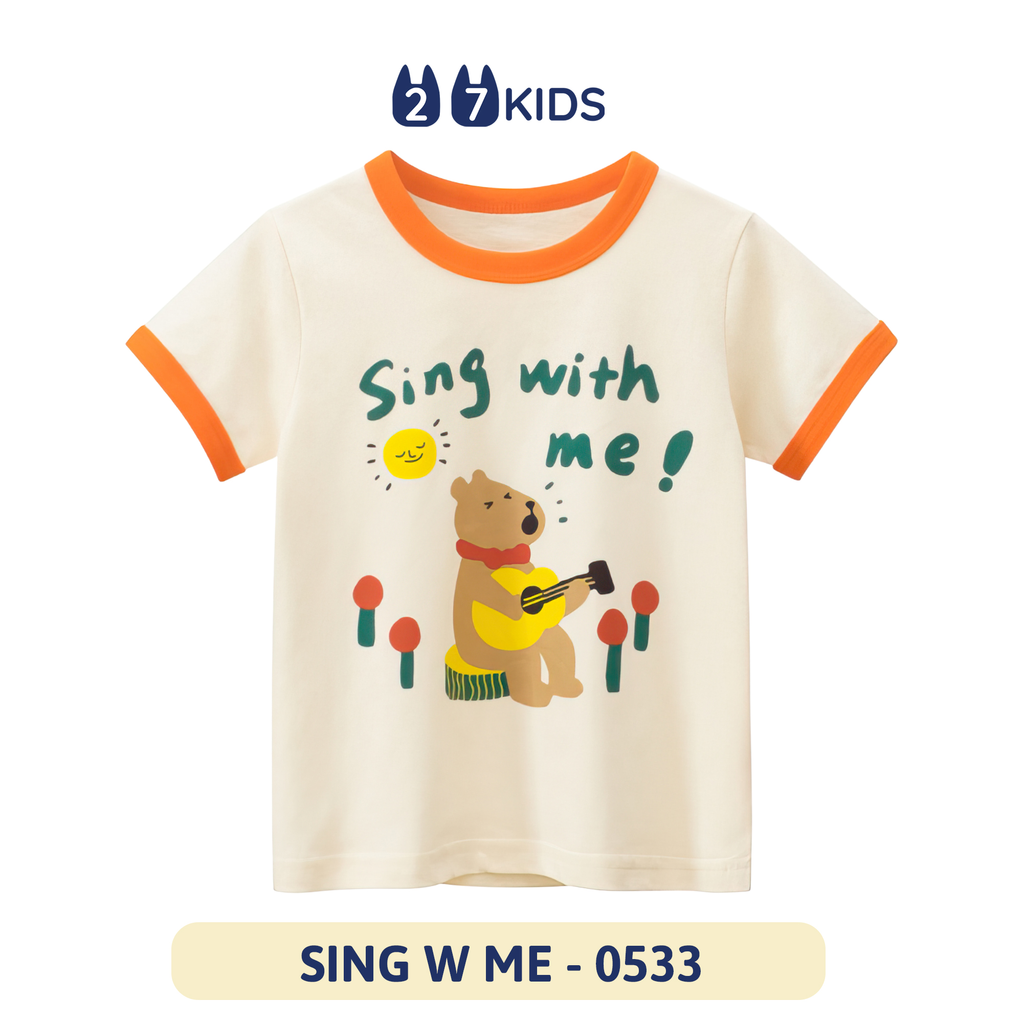 Áo thun bé gái ngắn tay 27Kids 27Home áo cộc nữ 100% Cotton cho trẻ từ 2-10 tuổi GSTS10