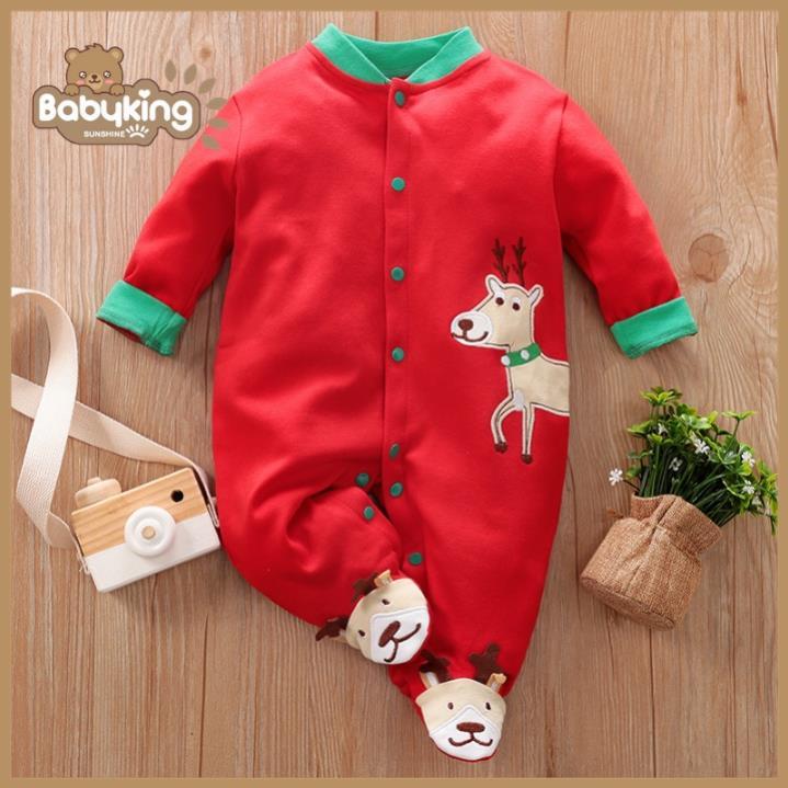 BodySuit giáng sinh noel cho bé, áo liền thân dễ thương dài tay ngắn tay cho bé gái và bé trai, cotton 100%, Aiueo Nhật