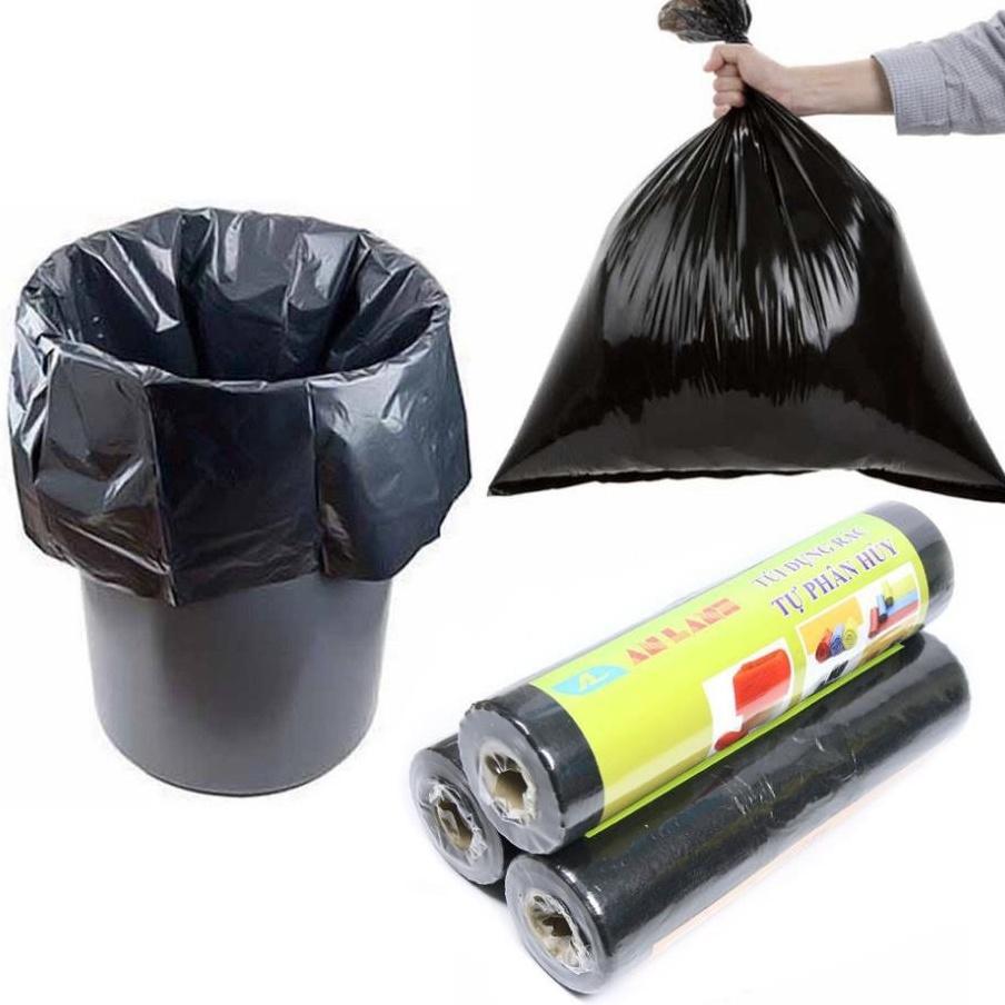Bộ 3 cuộn đựng rác tự phân hủy đen - Sạch sẽ, Tiện lợi
