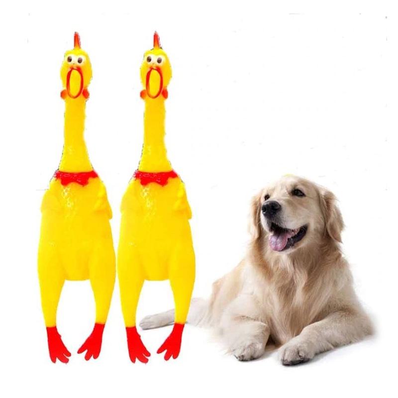 Đồ chơi hình con gà có kèn bíp cho chó gặm.