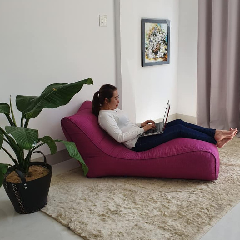 Ghế lười Sofa Bed L Hồng sen Mico HomeDream - SFBED-L-HONGSEN