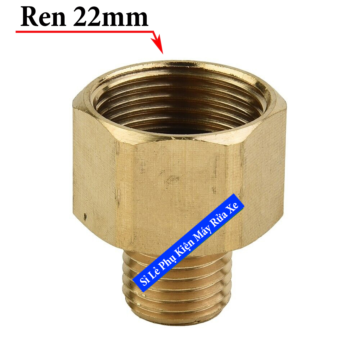 Khớp nối chuyển ren trong 22mm sang ren ngoài 14mm Bằng Đồng, phụ kiện máy rửa xe