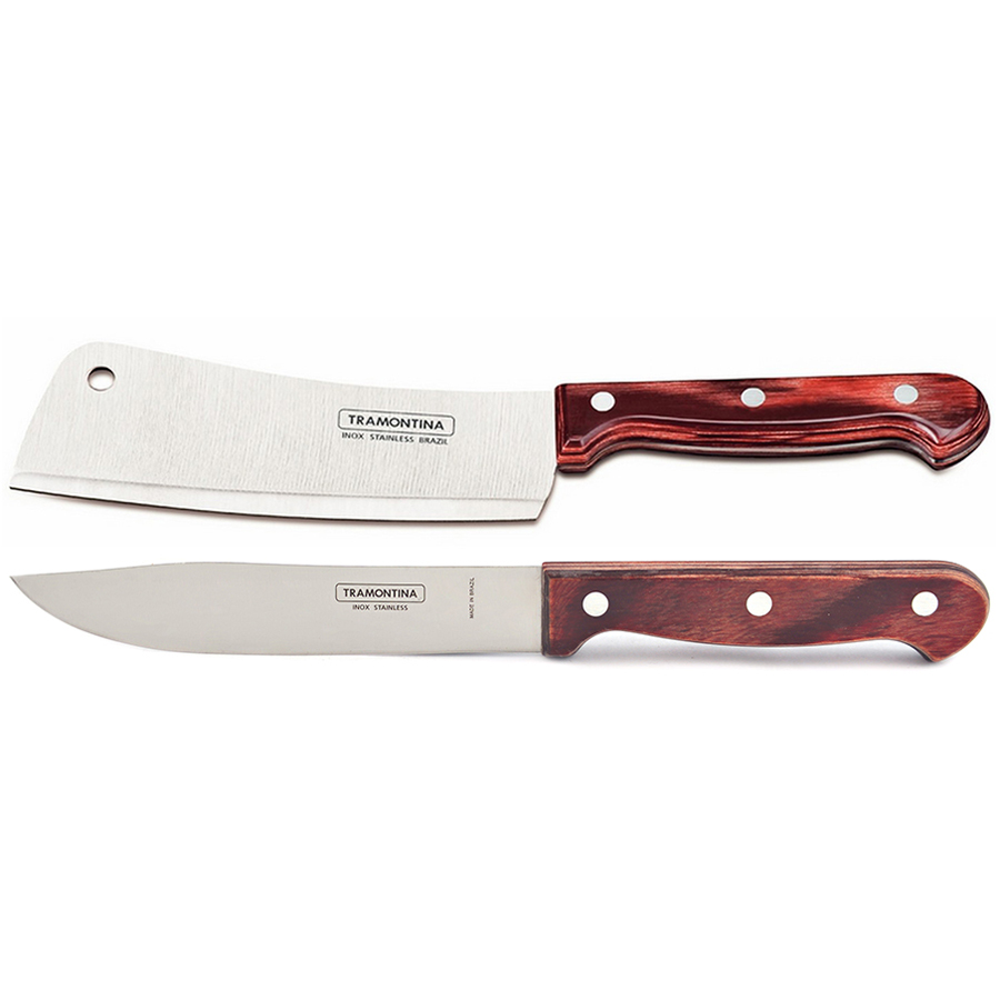 Bộ 2 dao bếp cán gỗ đỏ Tramontina Polywood (21126176/21134176)