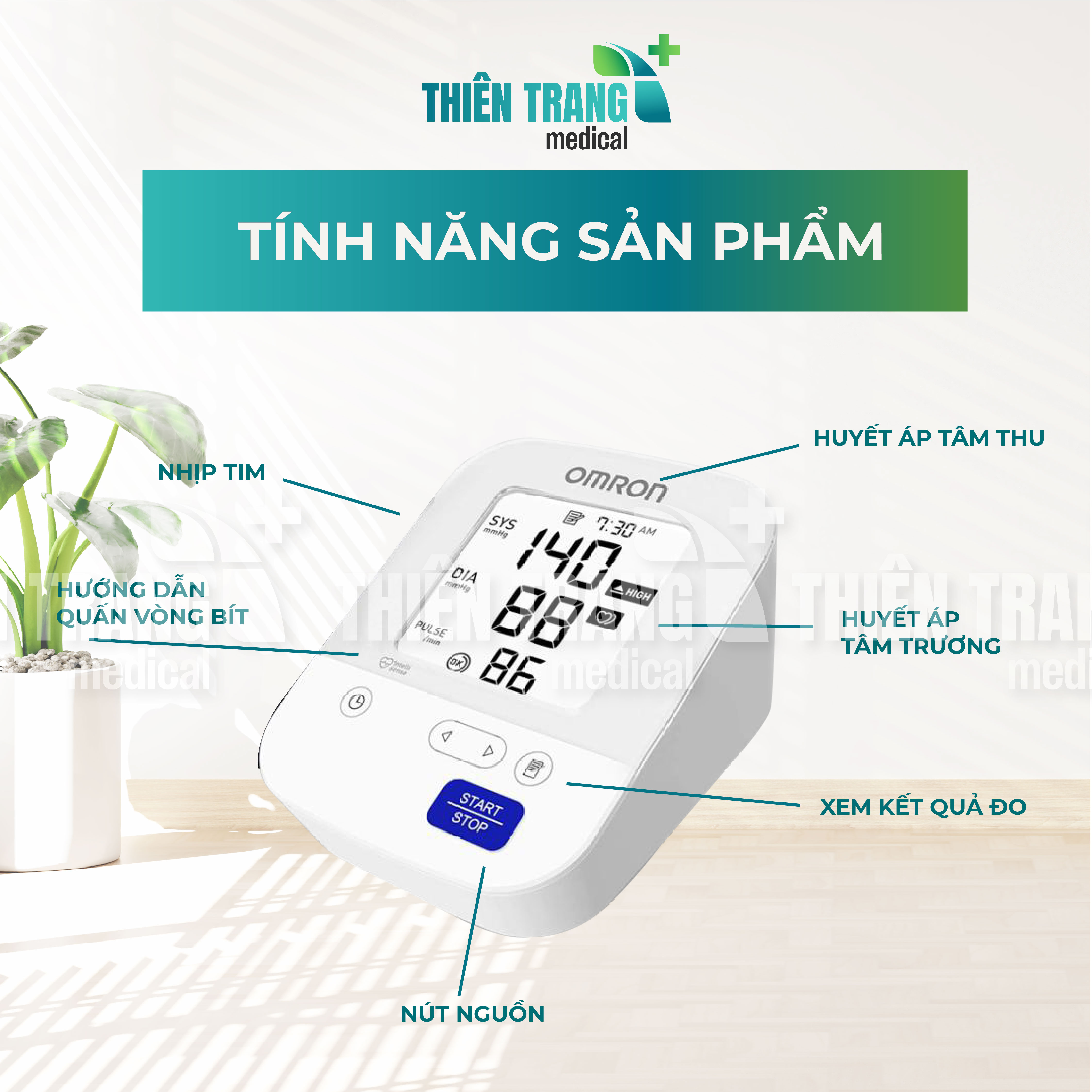 Máy Đo Huyết Áp Bắp Tay OMRON HEM-7156T Thiên Trang Medical [TẶNG KÈM PIN]