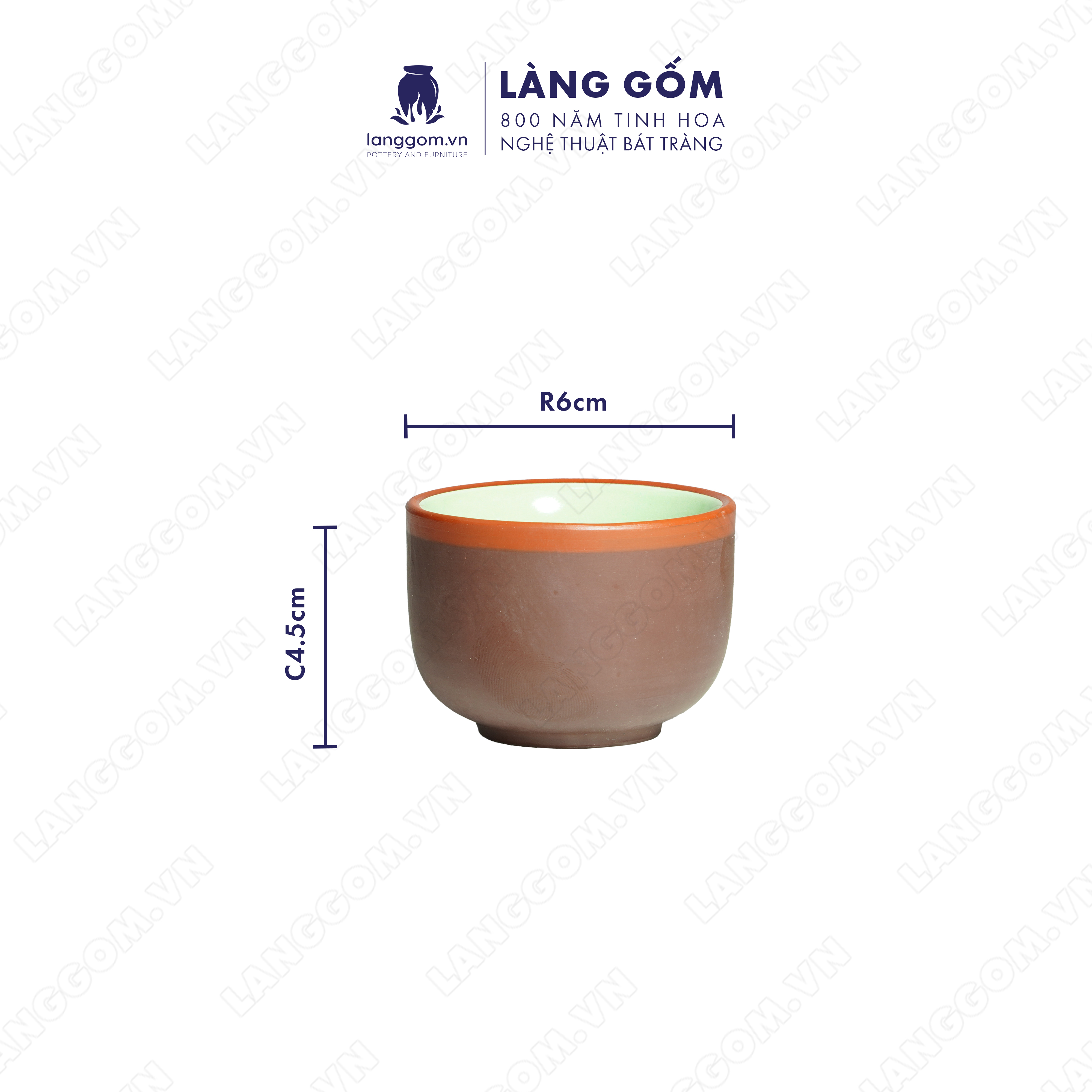 Bộ ấm chén đất nung khắc trúc to - Men mộc - Gốm sứ Bát Tràng - langgom.vn