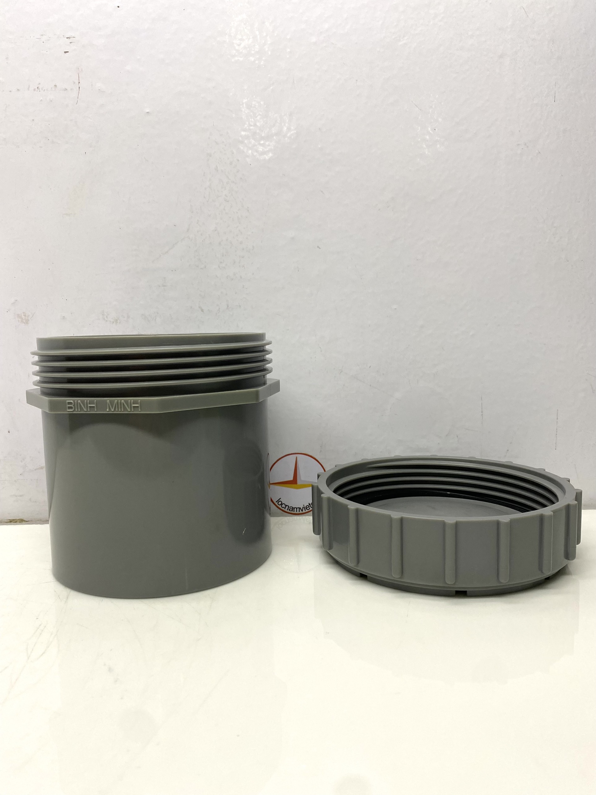 Bít xả ren ngoài 140 nhựa PVC Bình Minh _BXRN140