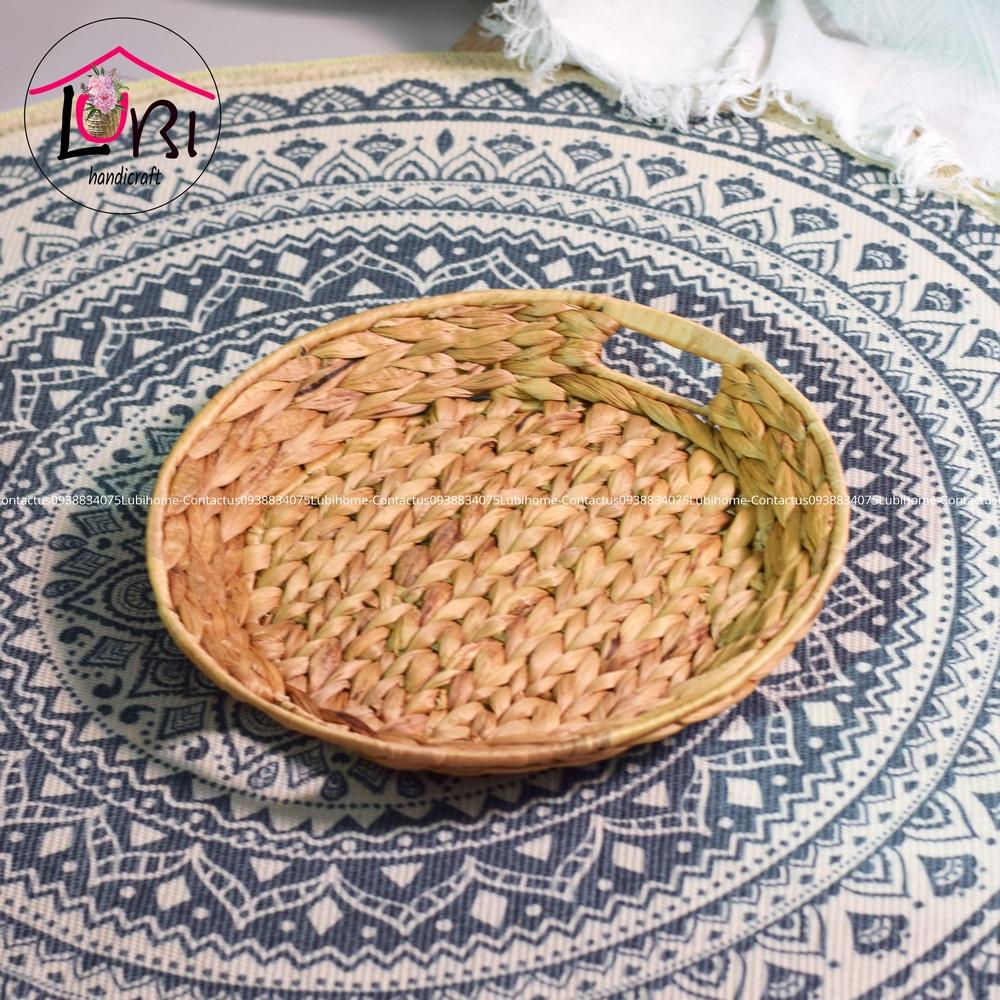 Lubihandicraft - Khay đựng đồ đan lục bình tròn - đẹp, sang trọng