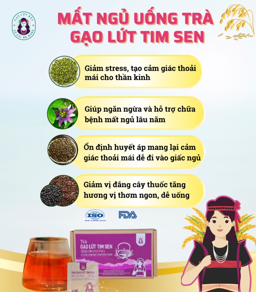 Trà gạo lứt tim sen an thần – Cô gái BH.NÔNG