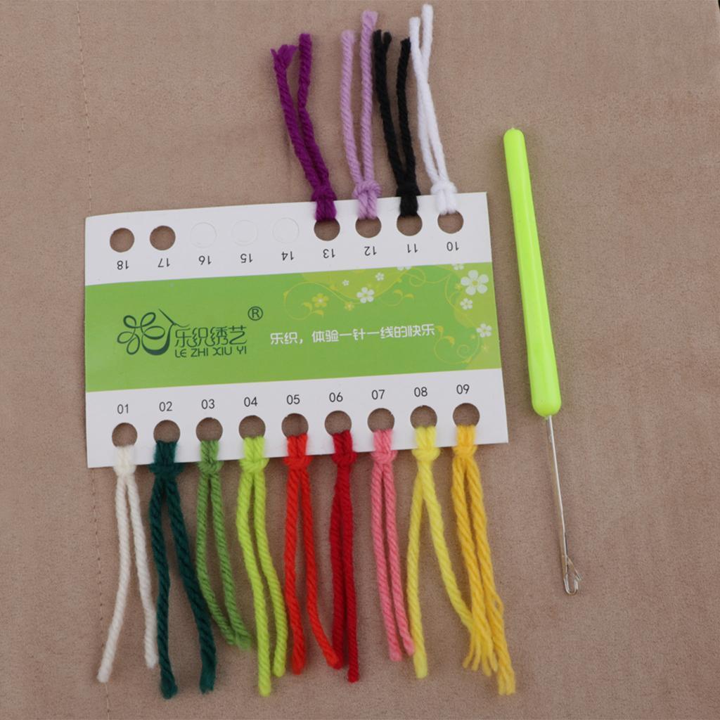 Latch Hook Kits Pillow Case Cushion Cover Making Kit 17x17" Colorful Flowers