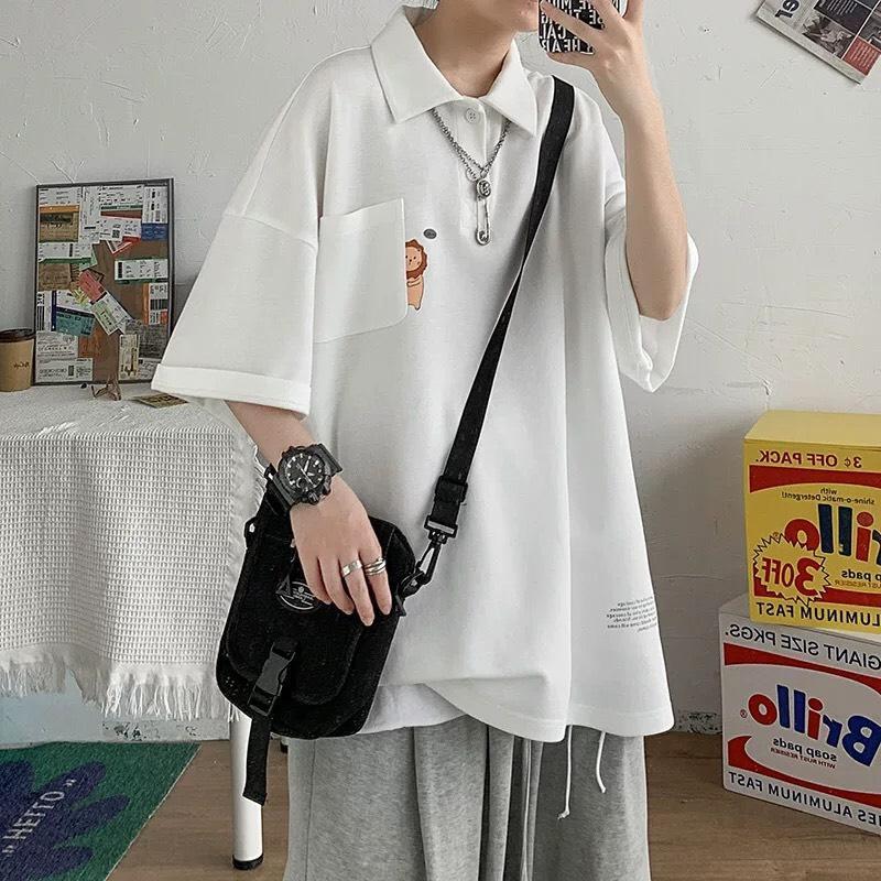 Áo thun POLO form rộng - phông nam nữ cotton oversize in hình Sư Tử - 2N Unisex