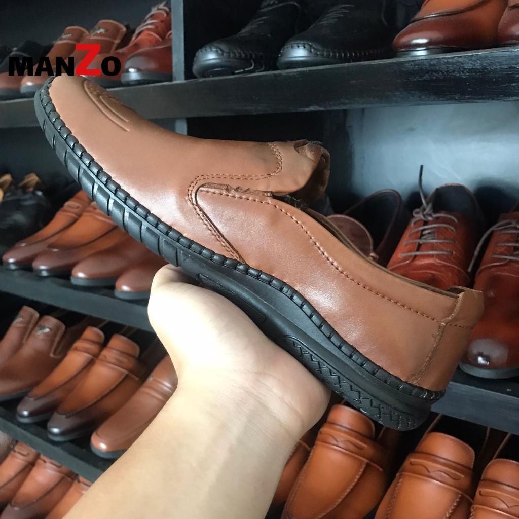 Đen & Nâu - Giày lười da mềm mang rất êm chân - Bảo hành 12 tháng - Manzo store - GT 104