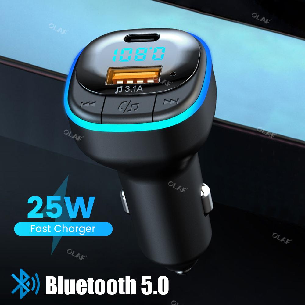 Xe Bluetooth 5.0 Bộ sạc MP3 rảnh tay FM Bộ sạc xe hơi Bluetooth PD 25W Bộ điều hợp xe hơi nhanh