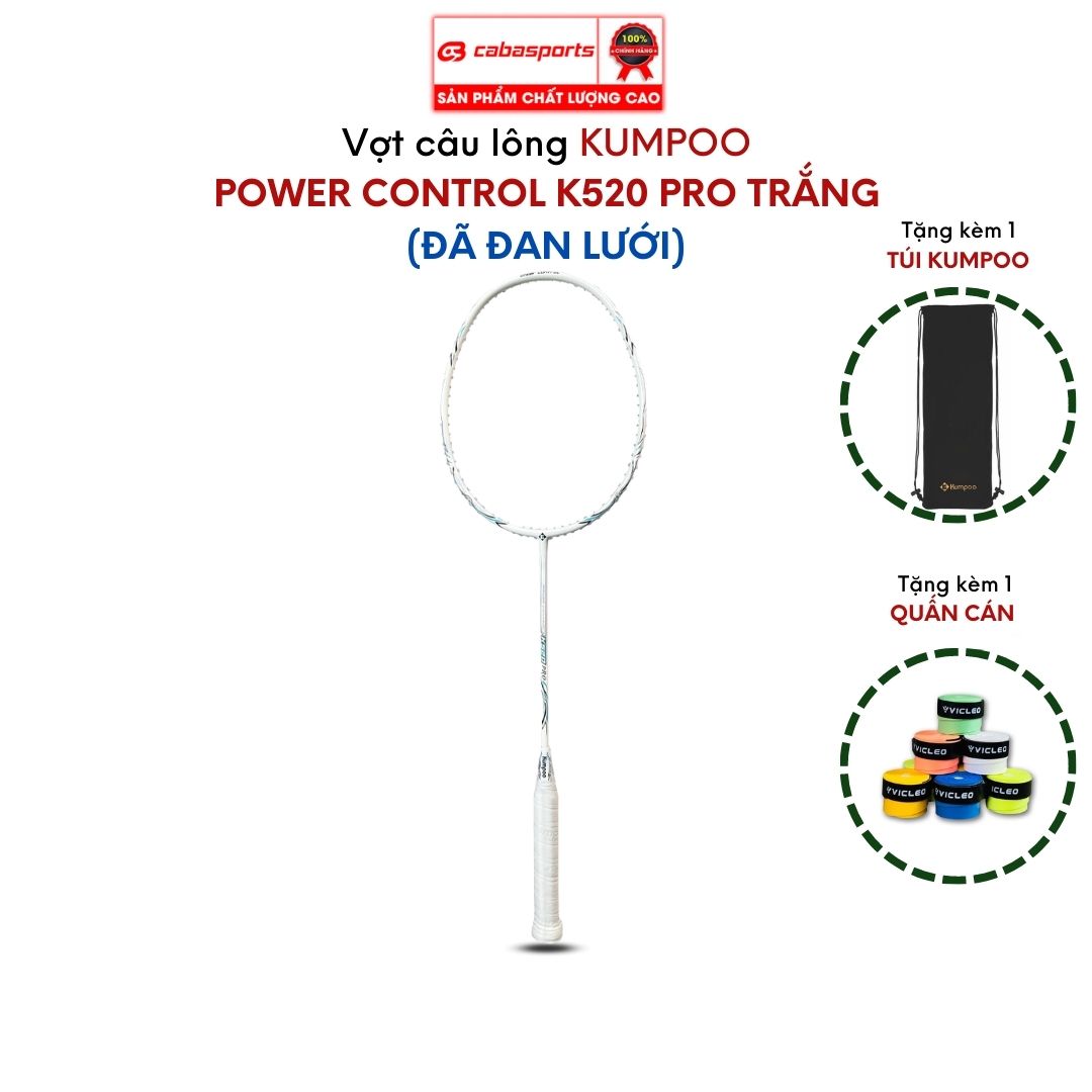 Vợt cầu lông đơn đã đan lưới Kumpoo Power Control K520 Pro, K520S, PC 99 Pro cao cấp siêu nhẹ, vợt công thủ toàn diện giá rẻ Bảo hành 3 tháng