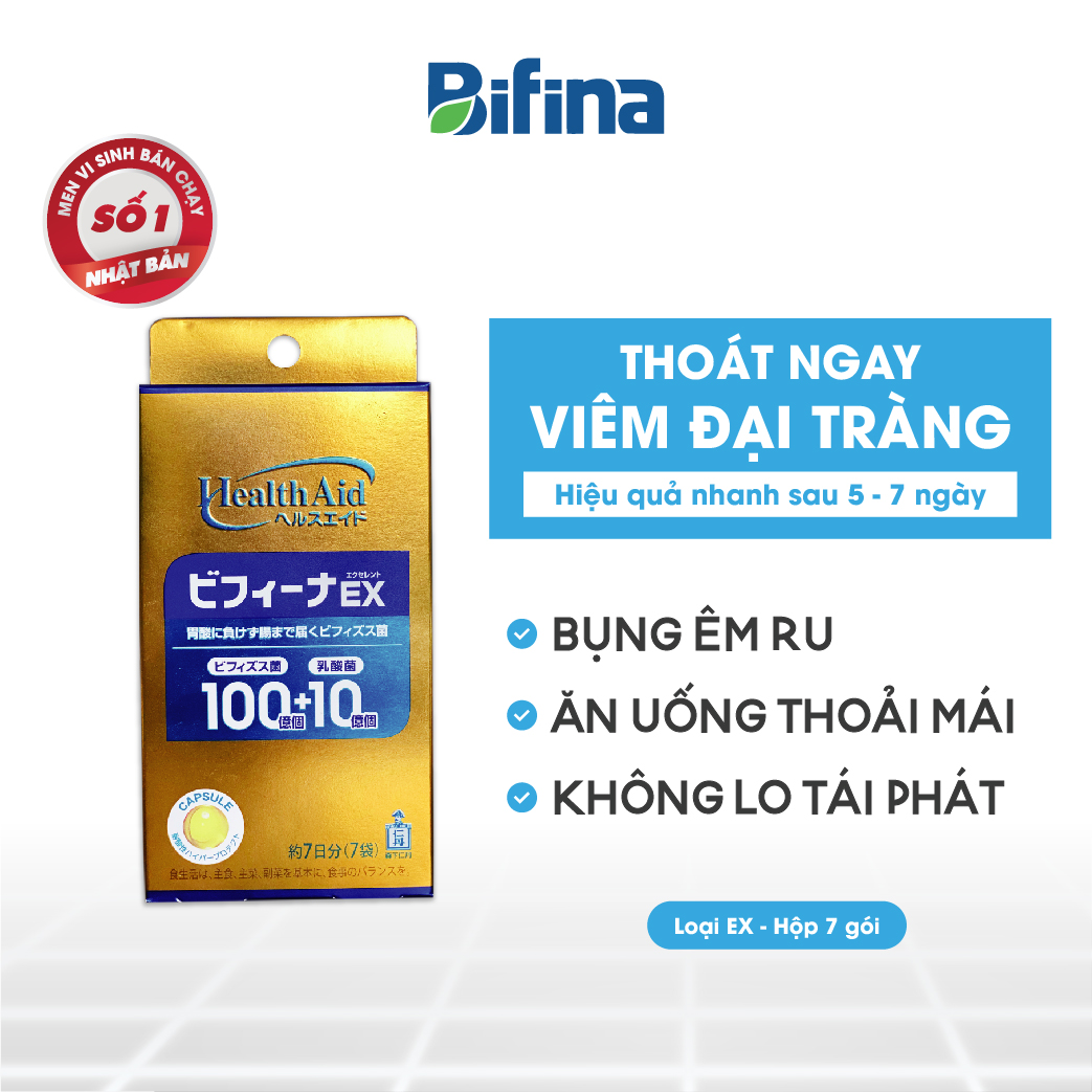 Men vi sinh Bifina Nhật Bản, Loại EX 7 gói - Thoát ngay viêm đại tràng, không lo tái phát