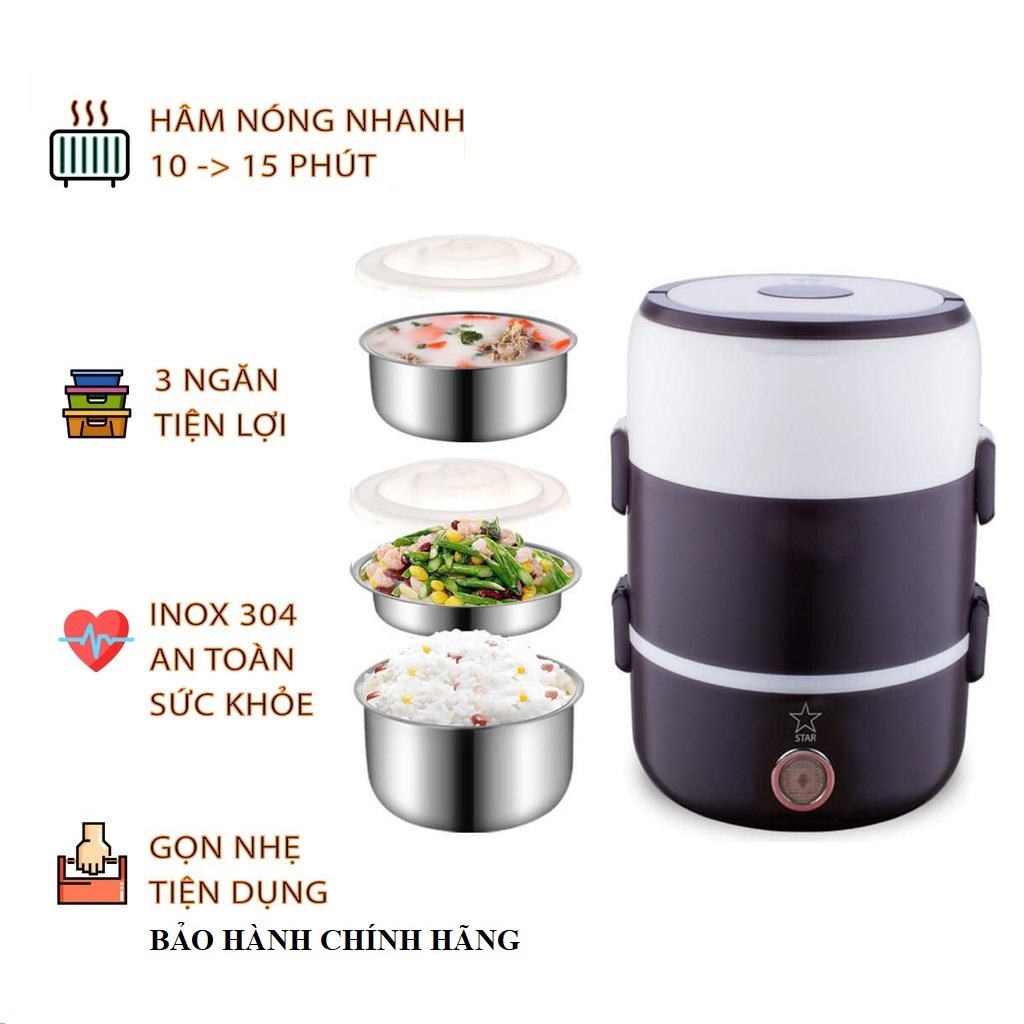 Bộ Hộp Đựng Cơm 3 Tầng Có Lõi Hâm Nóng Màu Đen – Tặng Túi Giữ Nhiệt Cao Cấp Chính Hãng miDoctor – Túi Giữ Nhiệt Màu Ngẫu Nhiên (Xanh, Xám)