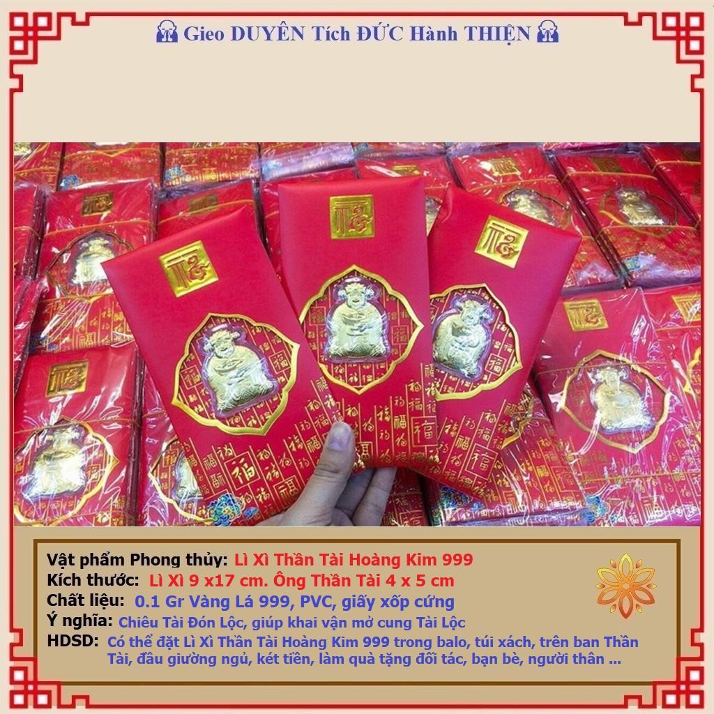 Bao Lì Xì Thần Tài Hoàng Kim 999 cao cấp