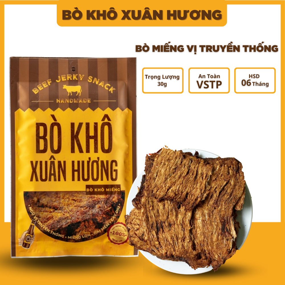 Khô bò khô miếng loại 1, thịt bò khô miếng que vị cay đặc biệt Xuân Hương siêu ngon 30g