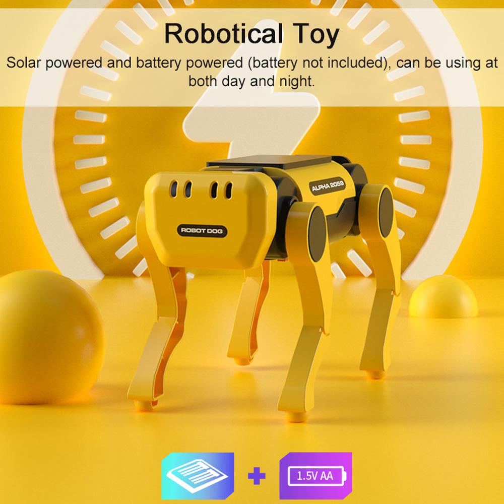 Self-Install DIY Gadgets Technological Gizmos Intelligent Robot Dog Robot Cattle Toys Solar Powered Educational Toy Assembly Robotical Dog Cattle Kit Students Science Experiment Toy