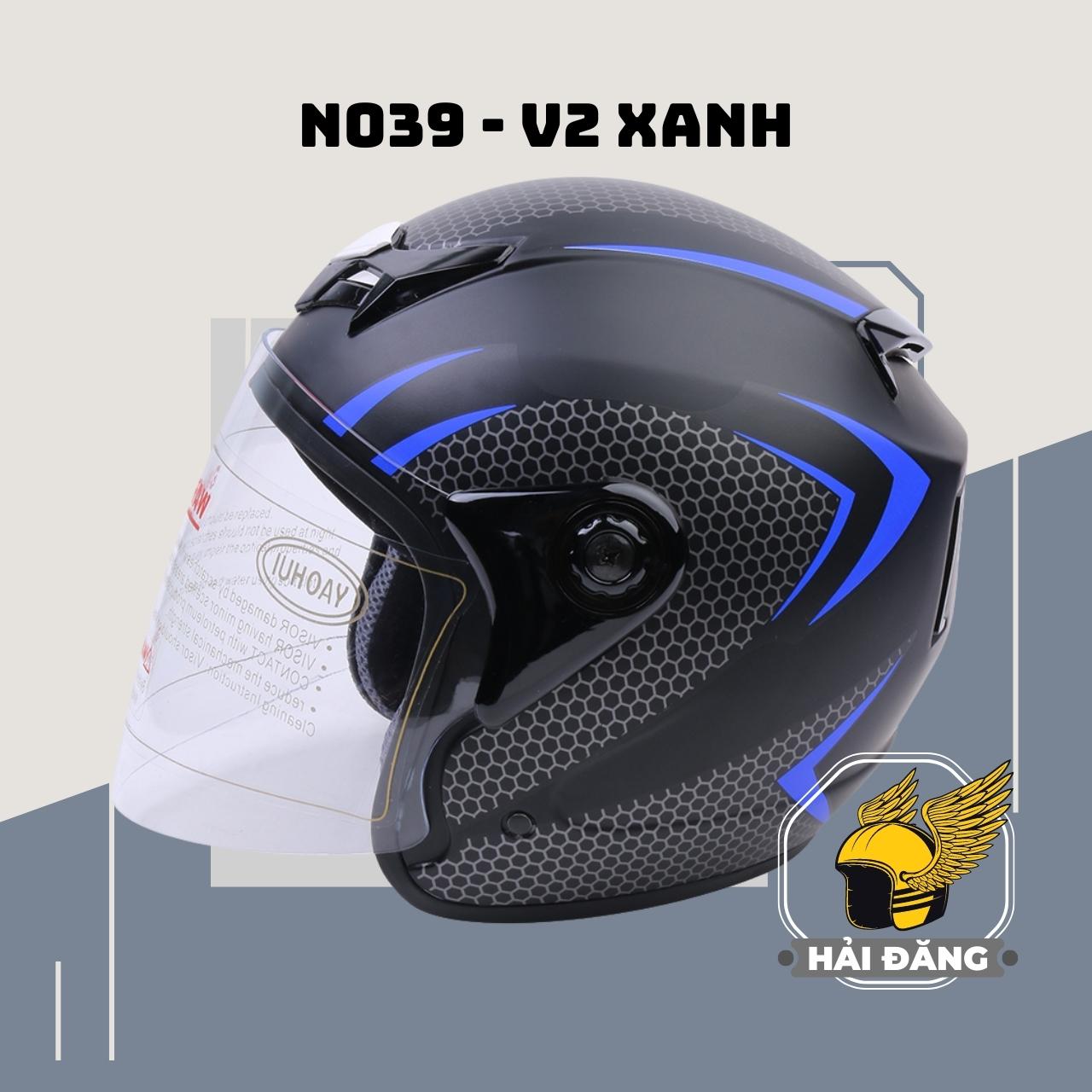 Mũ Bảo Hiểm Kính Trong Tem V2 Napoli N039-V2XD-KT - Xanh Dương