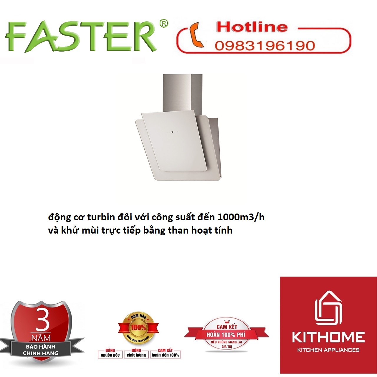 Máy Hút Mùi Faster FS 3689W - Hàng chính hãng