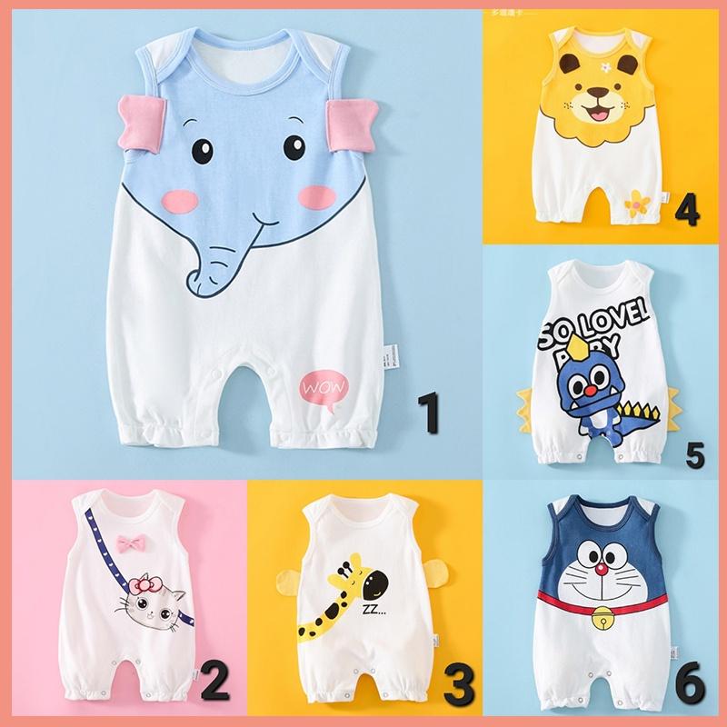 SS003 Bodysuit cho bé trai bé gái sơ sinh 0-12 tháng kiểu dáng liền thân sát nách hình thú đáng yêu