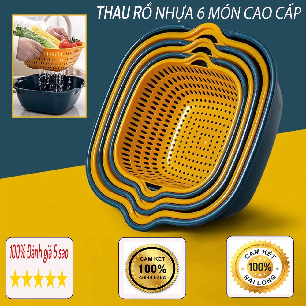 Rổ Nhựa Rửa Rau Củ Quả Bộ 6 Món- Rổ Nhựa Kèm Chậu - Tiện dụng