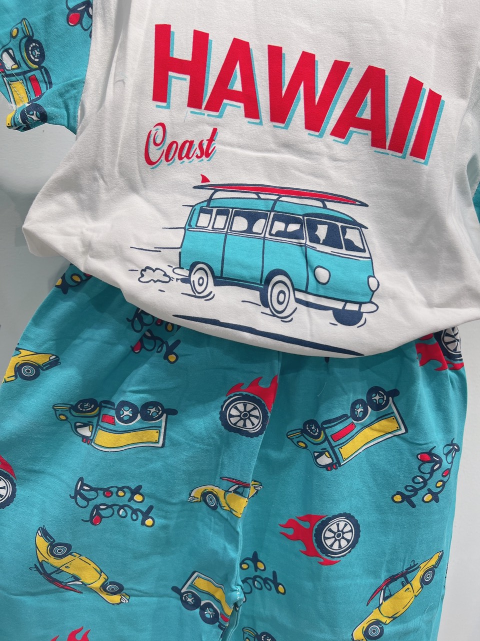 Đồ bộ thun bé trai ngắn tay Xanh Hawaii MS101299