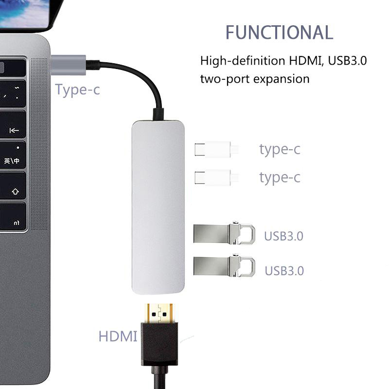 Cáp chuyển Thunderbolt 3 ra 5 cổng HDMI/ USB/ PD cho Macbook - TTH50558