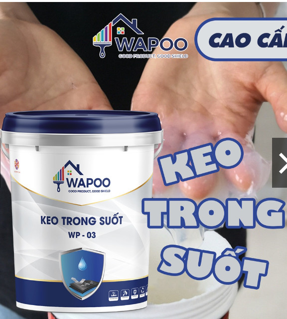 Keo Chống Thấm Trong Suốt Wapoo WP-03, Dung Tích 1L - Chống Thấm Nền Gạch, Sàn Nhà, Nhà Vệ Sinh, Cửa Gỗ, Gỗ Công Nghiệp