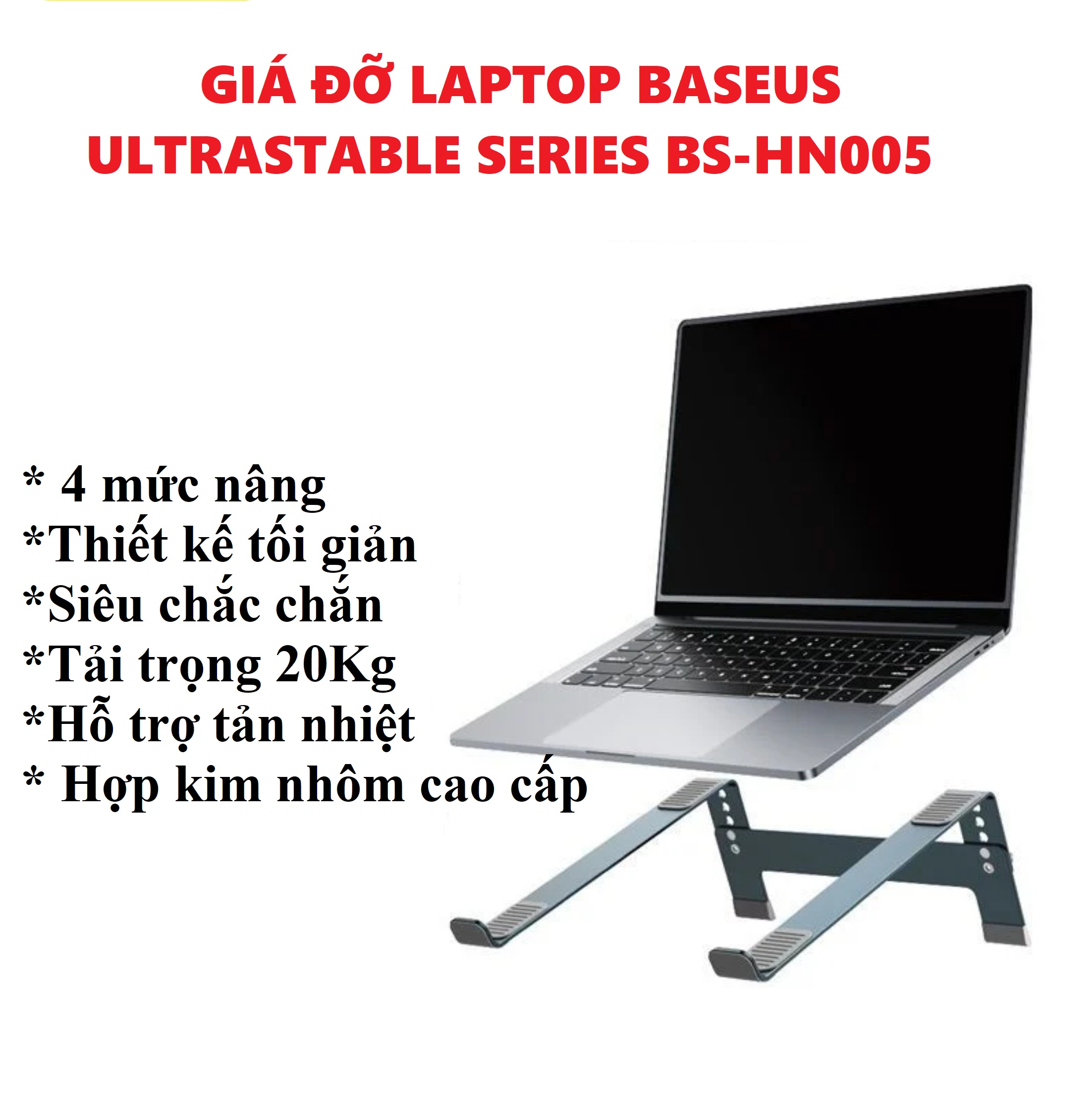 Giá đỡ kệ nâng laptop hợp kim nhôm nhẹ siêu chắc Baseus Ultrastable SB-HN005 _ Hàng chính hãng