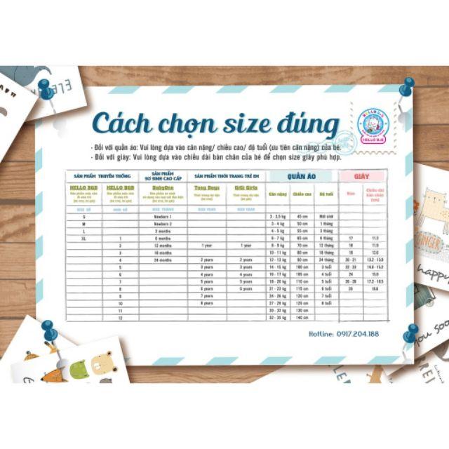 Quần 3 sọc dài màu Hello B&amp;B đủ size 1-10 cho bé trai/bé gái từ 6-29kg