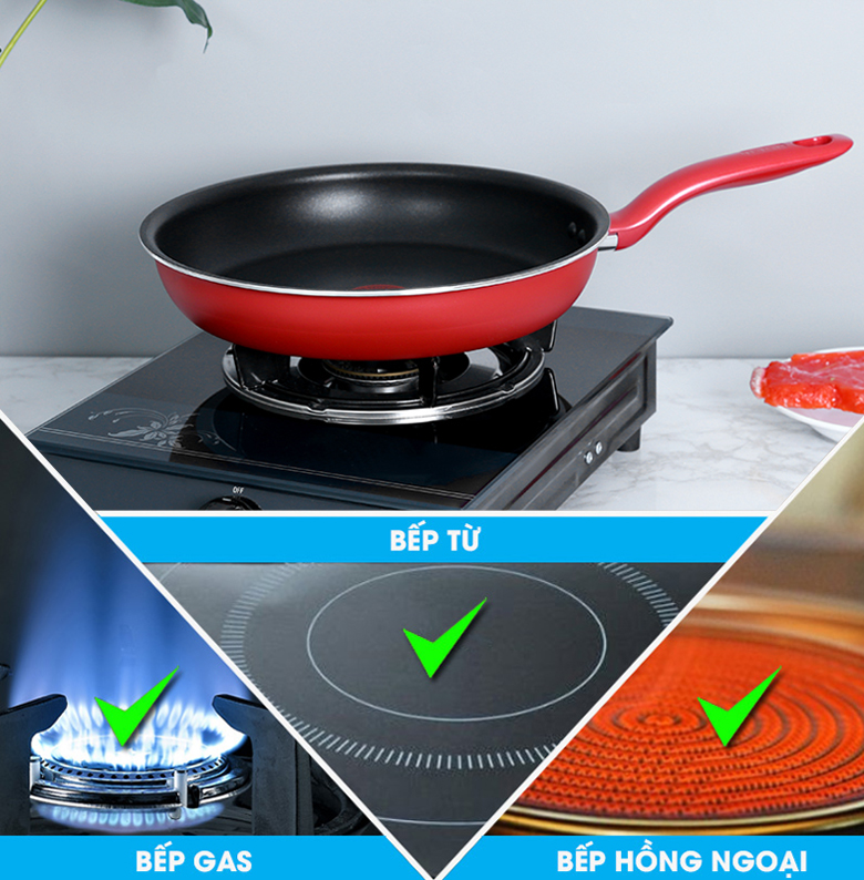 Chảo Lòng Sâu Tefal so chef G1358696 - hàng chính hãng Chiên Xào Tùy Ý Không bị Dính, Sát, An toàn cho Sức Khỏe