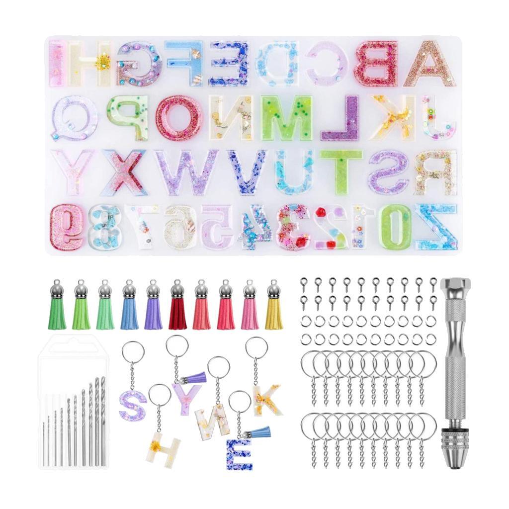 172pcs Kit Resin Alphabet Number Silicone Mold DIY Craft Casting Resin Mould Set