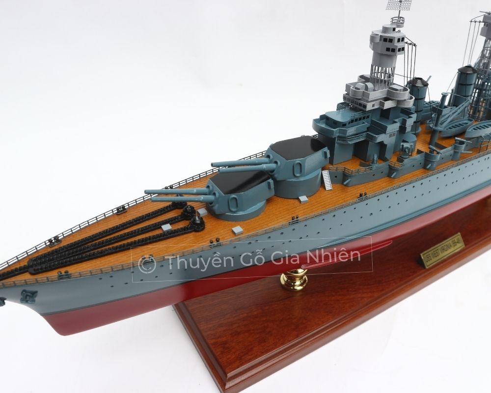 Mô Hình Thuyền Gỗ Phong Thủy Dạng Thuyền Chiến USS WEST VIRGINIA Chính Hãng Hàng Xuất Khẩu Chất Lượng Cao