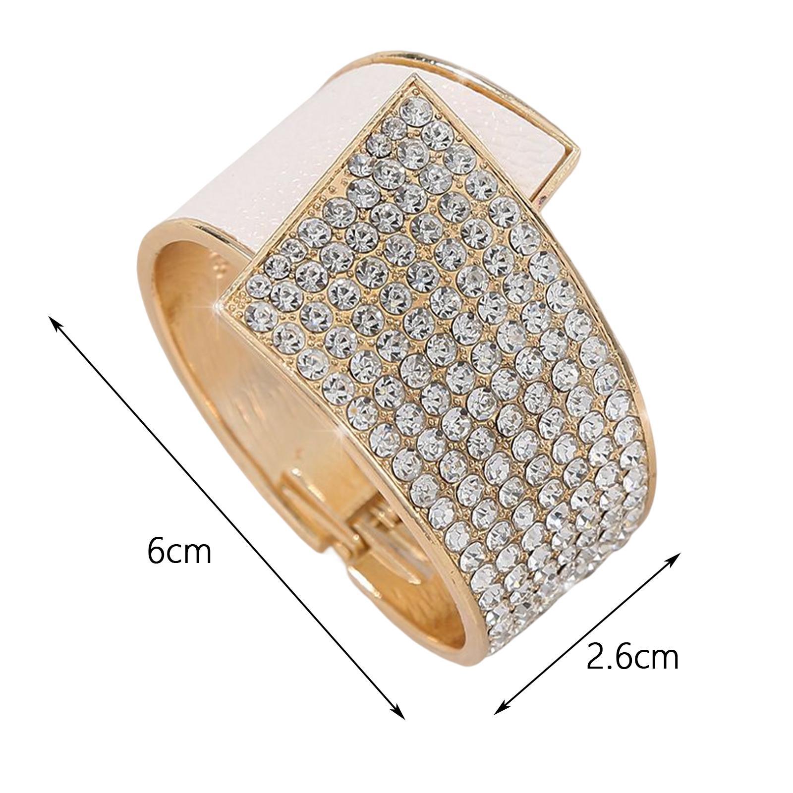 Trendy Open Bracelet Charms Rhinestones Wide Asymmetrical for Birthday