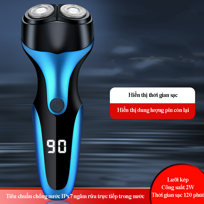 Máy cạo râu Feihong lưỡi kép pin sạc công suất 2W chống nước IPX7, màn hình hiển thị mức pin, êm ái không làm tổn hại da