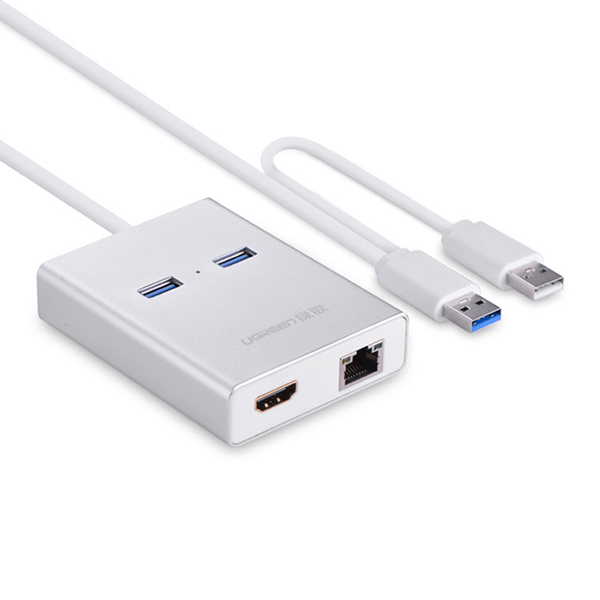 Cáp USB 3.0 To HDMI Và 2 Cổng USB 3.0 Tích Hợp LAN Gigabit 10/100/1000 Mpbs Ugreen 40255 - Hàng Chính Hãng