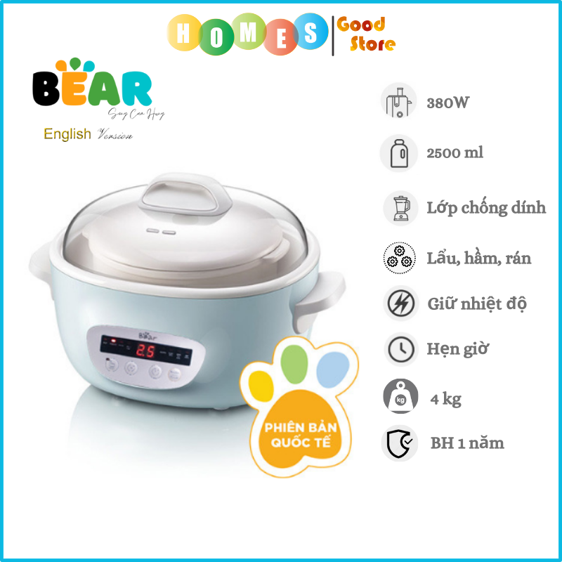 Nồi Chưng Cất Yến, Tiềm Thuốc Bắc BEAR SUBE003 1.6L - Hàng Chính Hãng