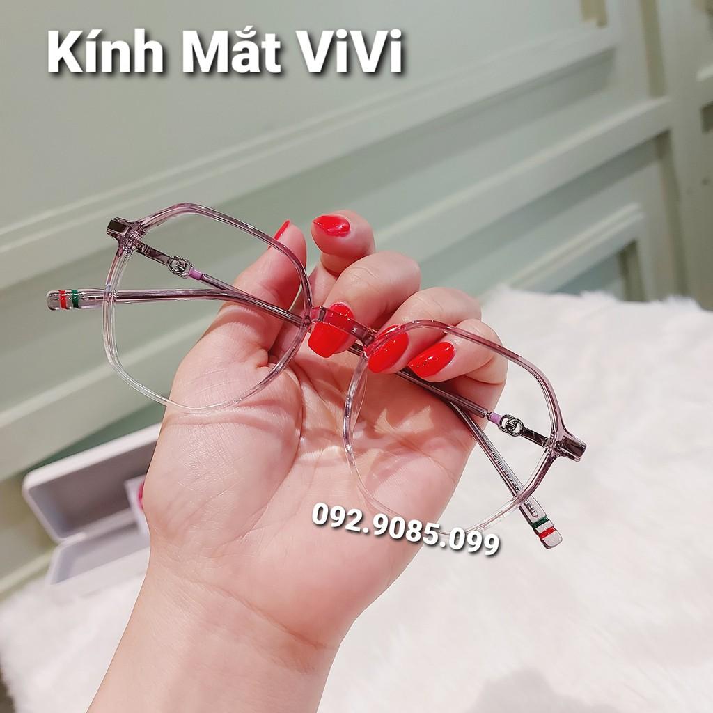 Gọng kính cận nam nữ dáng đa giác V9089 chất liệu nhựa cốt kim loại, nhận cắt cận viễn loạn Kính mắt ViVi