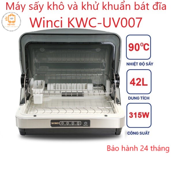 Máy Sấy Chén Bát Đĩa Khử Khuẩn Bằng Tia UV Winci KWC-UV007, Tủ Sấy Bát Đĩa Gia Đình Cao Cấp 32L/42L Thương Hiệu Italia - Hàng Chính Hãng