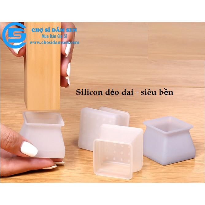 Miếng bọc chân ghế hình vuông - Lót chân bàn bằng silicone dẻo, chống trượt, chống xước sàn phù hợp với mọi loại bàn ghế