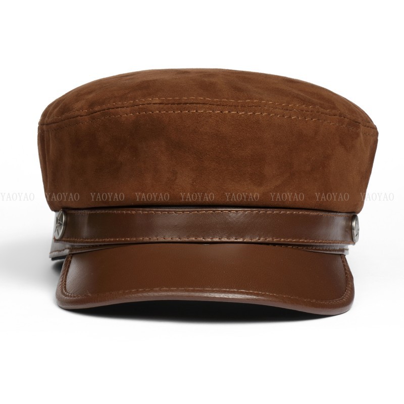 Mũ beret nữ da cừu phối da lộn cao cấp BHY1920 Nón lưỡi trai nữ phong cách Hàn Quốc