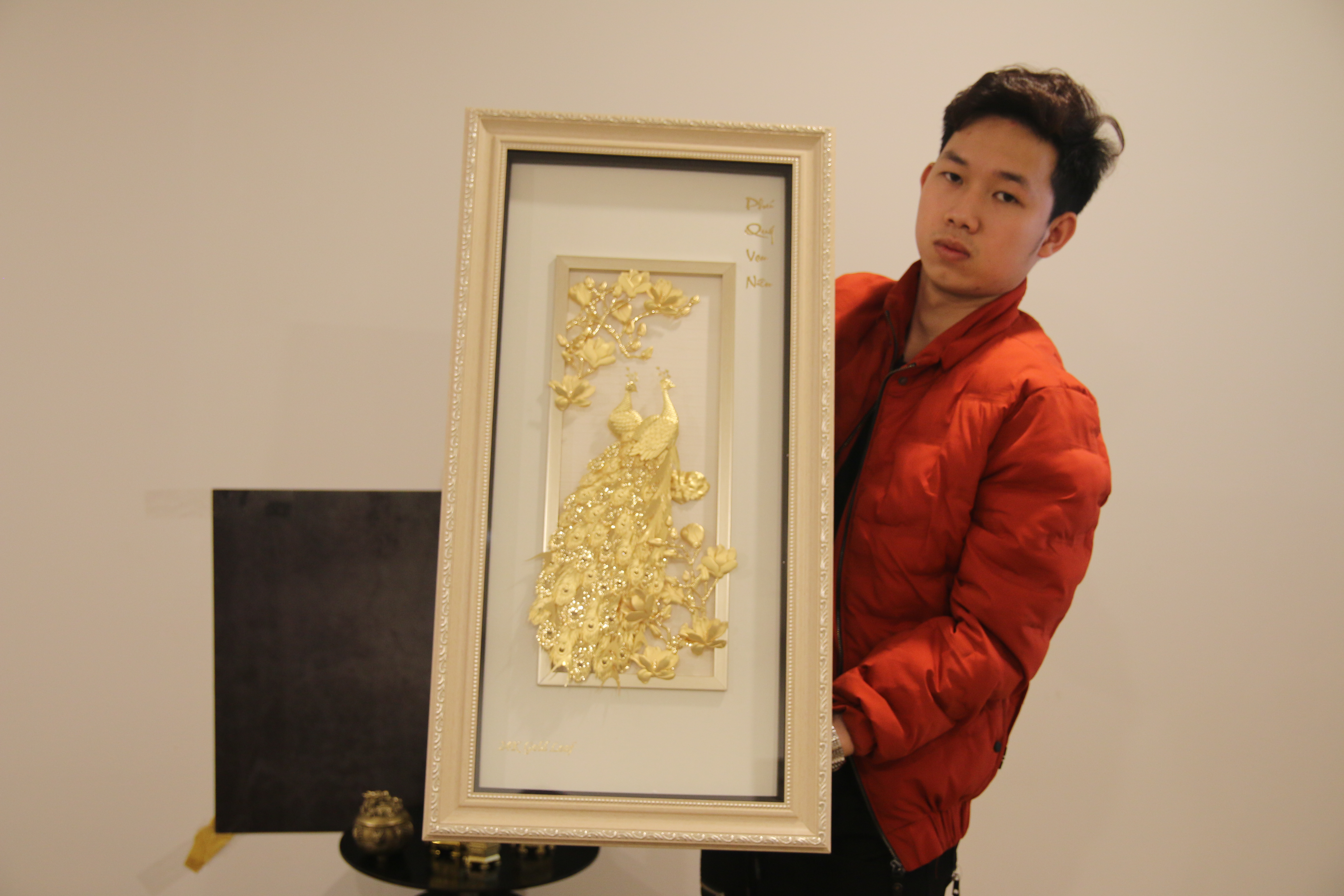 Tranh Đôi Chim Công Dát Vàng 24K